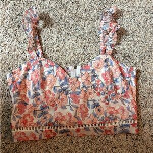 Kendall & Kylie Pink and White Ruffle Top